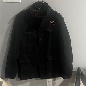 Guess Black Jacket with Yellowstone Emblem Size Large